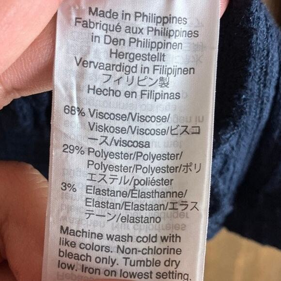 J Crew Womens Sweater Blue Ribbed Mock Neck Button Shoulder Stretch Large - Picture 7 of 12